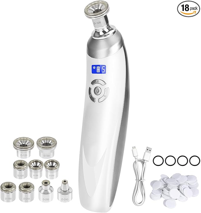 Personal Microdermabrasion Machine, Rechargeable Suction Microderm Facial Device with 9pcs Diamond Dermabrasion Head and 5 Levels for Professional Face & Body Skin Care Salon Home Use
