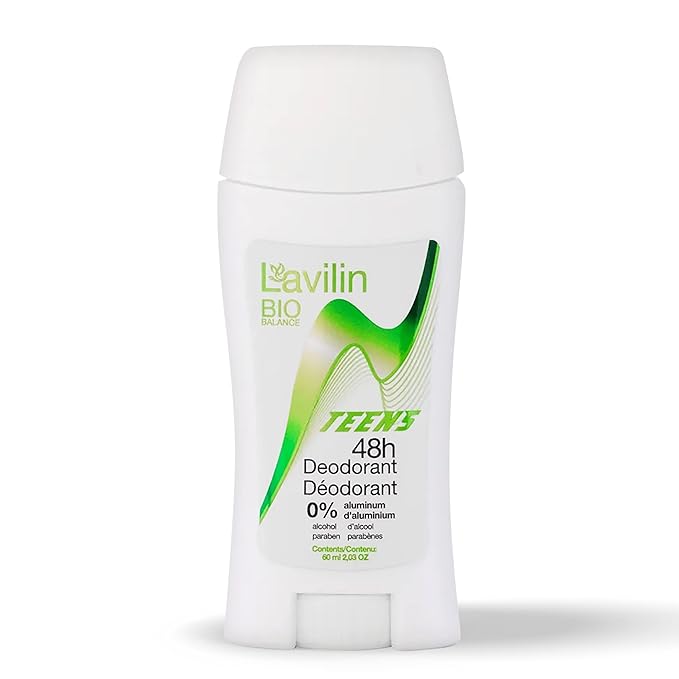 Lavilin Natural Aluminum-Free Deodorant Stick for Teens - Up to 48 Hours of Protection - Natural Formula - 60ml