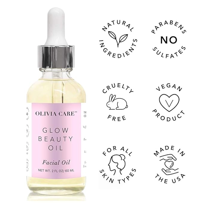 Olivia Care Facial Oil For Glowing Skin Infused with Rosehip, Safflower, Vitamin E & Lavender Essential Oil - Moisturize, Calms, Clear Pores & Antioxidants, Helps in Removing Acne scars