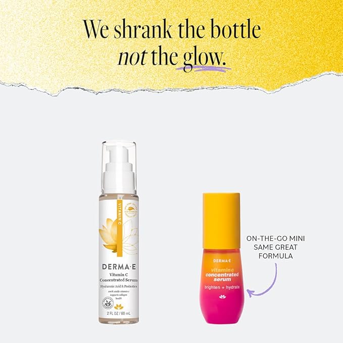 DERMA E Vitamin C Concentrated Serum with Hyaluronic Acid, Vitamin E & Aloe, All Natural, Antioxidant-Rich Concentrated Facial Serum – Firming and Brightening Vitamin C Face Serum, 1oz