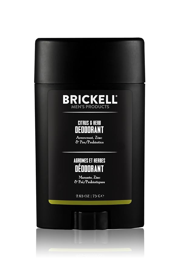 Brickell Men's Products Natural Deodorant For Men, Natural and Organic, Aluminum, Alcohol, and Baking Soda Free, 2.65 Ounce, Citrus & Herb