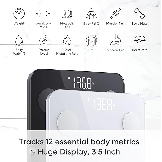 Wyze Scale S, Scale for Body Weight, FSA HSA Eligible, Digital Bathroom Scale for Body Fat, BMI, Muscle, Heart Rate, Body Composition Analyzer with App, Batteries Included, Bluetooth, 400 lb, White