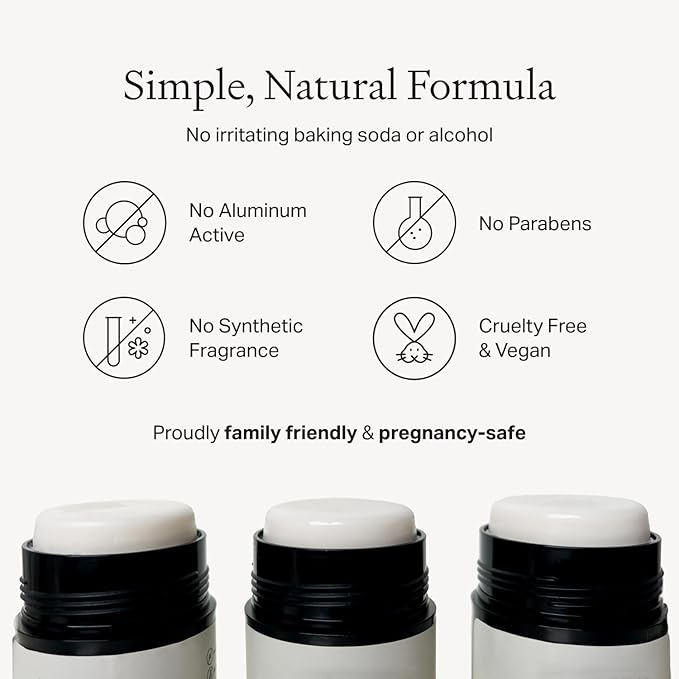 Each & Every All Natural Deodorant for Women & Men - Sensitive Skin, Plant-Based, Baking Soda & Aluminum-Free Deodorant - 24 Hr Odor Control - Unscented & Fragrance Free Travel Size (3 Pack, 1.7oz)