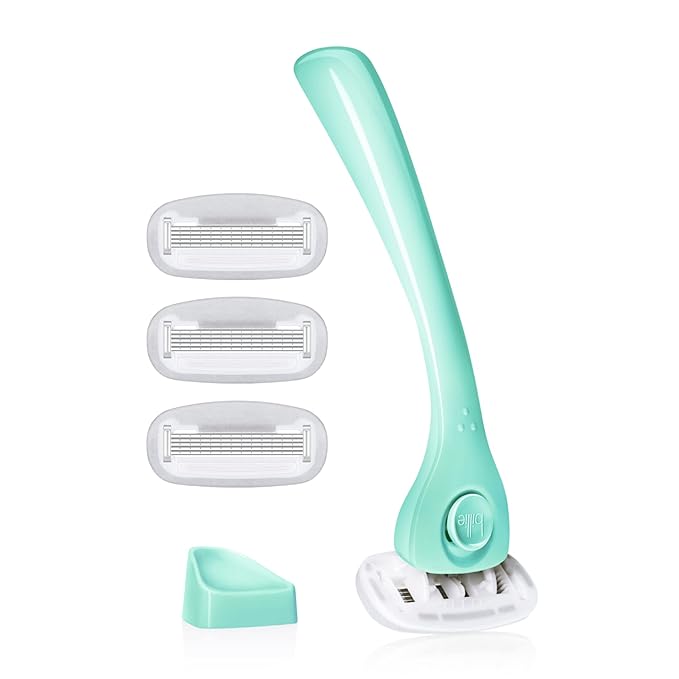 Billie Razors for Women Shave Kit – Razor + 4 x 5-Blade Razor Refills + Magnetic Holder – Minty & Body Buffer - Pre-shave Exfoliating Bar - 3.5 oz