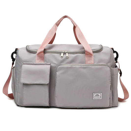 Travel Duffel Tote Bag with Dry Wet Separation Pocket, Weekender Bag for Women and Men，Waterproof Bag with Shoe Compartment Lightweight and Easy Carry on Grey