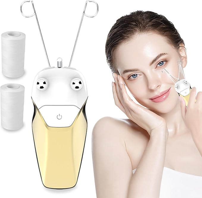Gold Facial Threading Hair Removal Electric Women's, USB Rechargeable Electric Hair Removal Device for Women, Threading Face Epilator for Fine Hairs on Face, Chin, Upper Lip, Arms