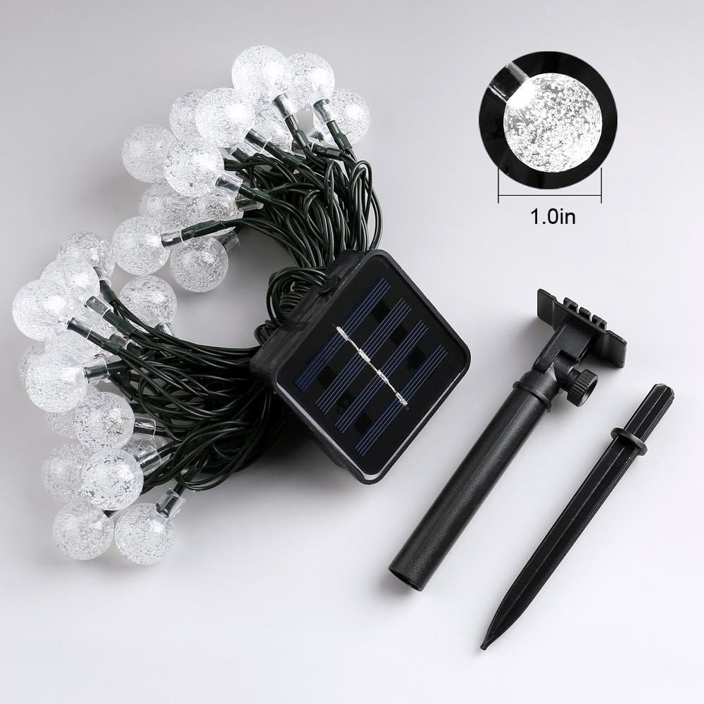 Toodour Solar String Lights Outdoor, 36ft 60 LED Globe String Lights, Waterproof Crystall Ball Lights Solar Patio Lights with 8 Modes for Garden, Lawn, Patio, Gazebo, Yard, Outdoor - Warm White