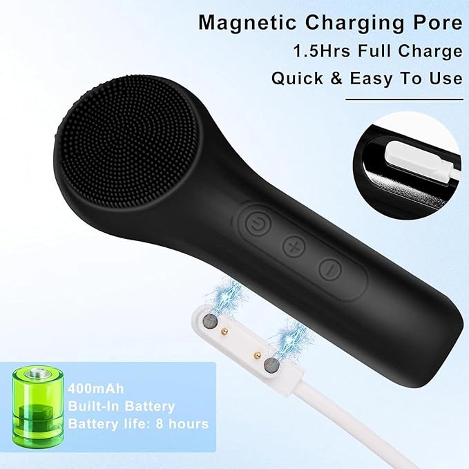 Facial Cleansing Brush face Scrubber Waterproof and Rechargeable Face Scrub Brush for Men & Women, Electric Silicone Face Scrubber for Facial, Electric Deep Cleaning, Exfoliating and Massaging