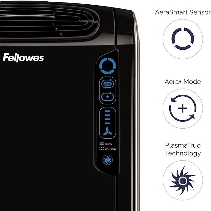 Fellowes AeraMax 190 Air Purifier for Mold, Odors, Dust, Smoke, Allergens and Germs with True HEPA Filter and 4-Stage Purification, Medium-size Room 200-400 sq. ft., Black