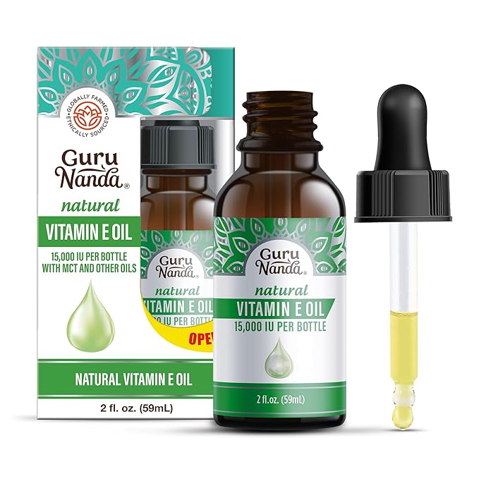 GuruNanda Vitamin E Oil (2 Fl Oz) 15000 IU Bottle & Rosemary Essential Oil 100% Pure & Natural 15ML