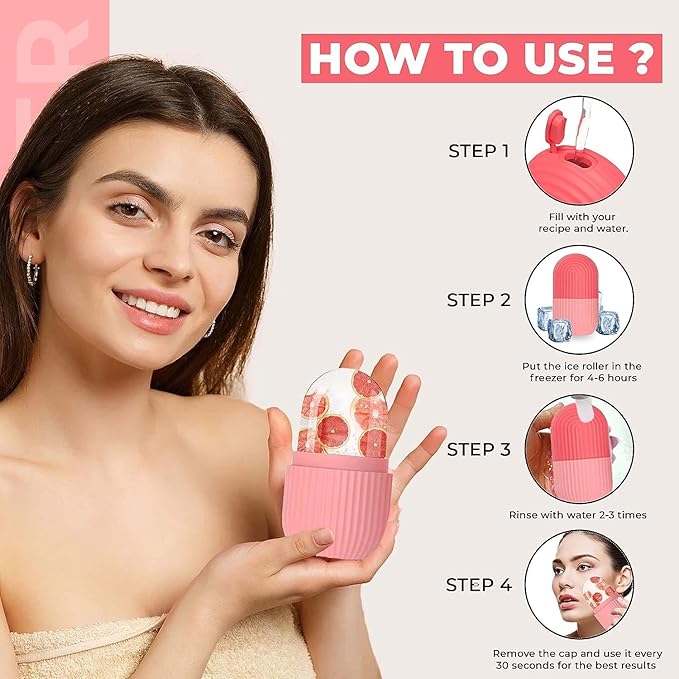 Ice Roller for Face, Puffy Eyes & Neck, Easy to Hold & Use, Reusable, Facial Beauty Ice Roller for Glowing & Clear Skin, Cold Therapy Facial Massage Roller (Multi Colour)