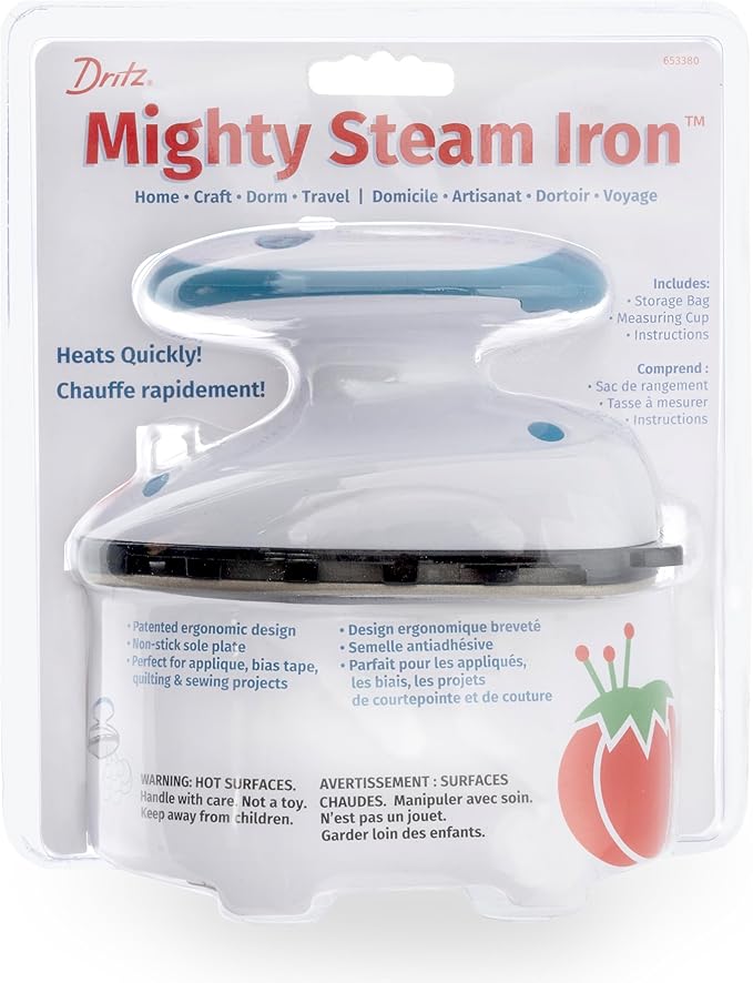 Dritz Notions 653380 Mighty Travel Steam Iron, White