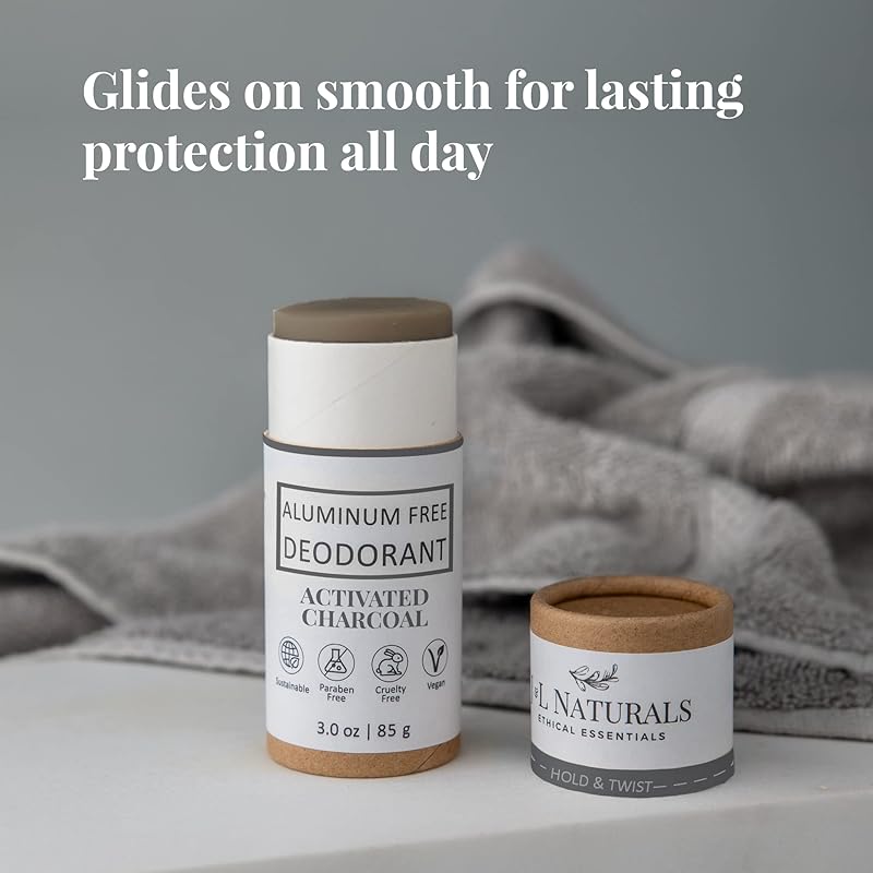 J&L Naturals Aluminum Free Deodorant for Men & Women | 100% Natural Ingredients With Coconut Oil, Shea Butter, & Essential Oils | Sustainable, Eco-Friendly (Activated Charcoal, 3.0 Oz (Pack of 4))