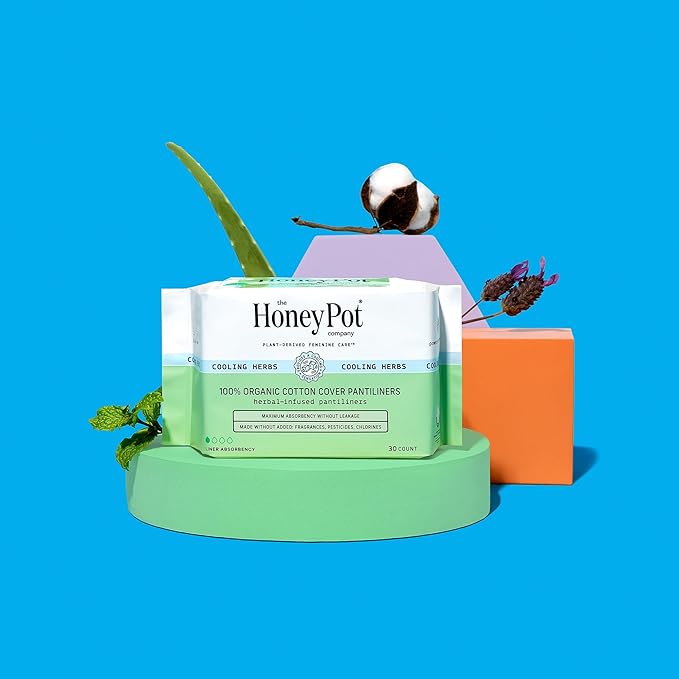 The Honey Pot Company - 120 ct - Herbal Everyday Panty Liners for Women - Infused w/Essential Oils for Cooling Effect & Organic Cotton Cover - Feminine Care - FSA & HSA Eligible