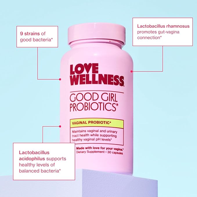 Love Wellness Good Girl Probiotics | Women's Vaginal Health Supplement | Vaginal Probiotics for Women pH Balance & Urinary Tract Health | Support Vaginal Odor & Flora | 30 Count
