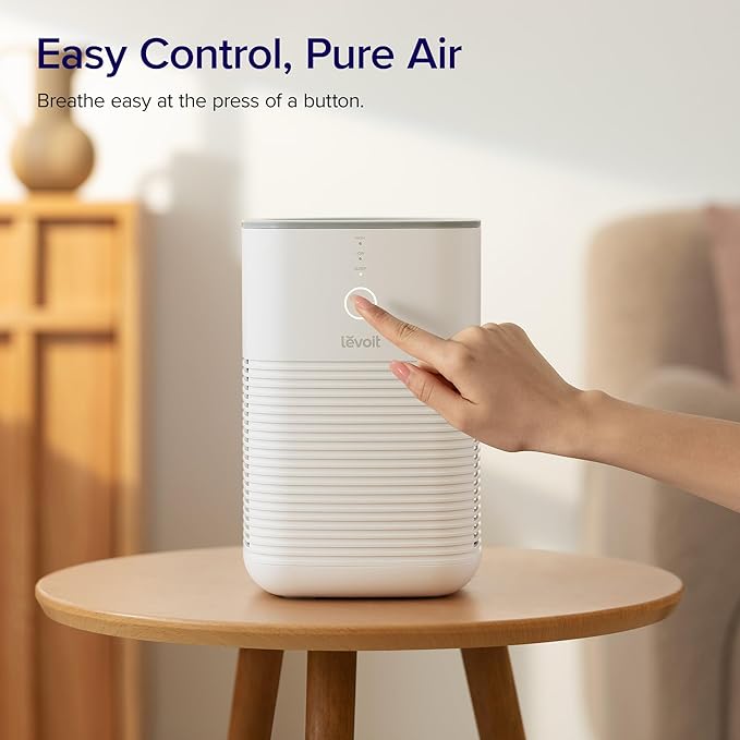 LEVOIT Air Purifier for Home Bedroom, AHAM VERIFIDE, Fresheners Filter Small Room Cleaner with Fragrance Sponge for Smoke, Allergies, Pet Dander, Odor, Dust Remover, Office, Desktop, 1 Pack, White