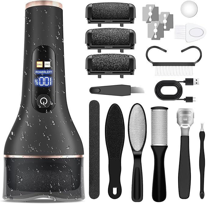 Electric Callus Remover for Feet,Rechargeable Portable Electronic Foot File Pedicure Kits,Professional Waterproof Pedi Feet Care Tools Wet&Dry Foot Scrubber File Perfect for Hard Cracked Dry Dead Skin