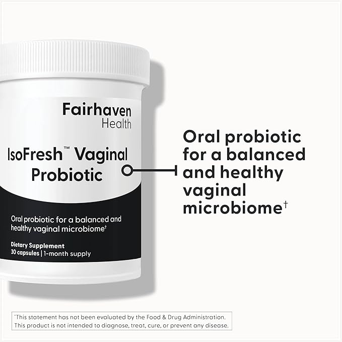 Fairhaven Health IsoFresh Vaginal Probiotics for Women | Supports Healthy pH Balance and Vaginal Odor* | One Per Day | Lactobacillus Blend | Gluten Free Supplement | 30 Capsules