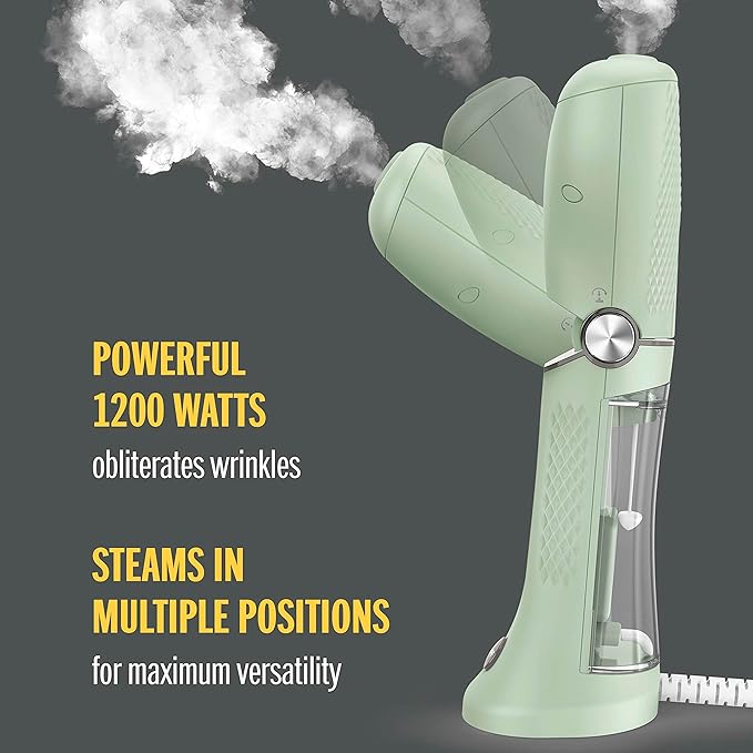 Conair Handheld Garment Steamer for Clothes - Power Steam: Small Size, Big Power - Great for Home, Office, or Travel with Dual Voltage for Worldwide Use, Mint Green