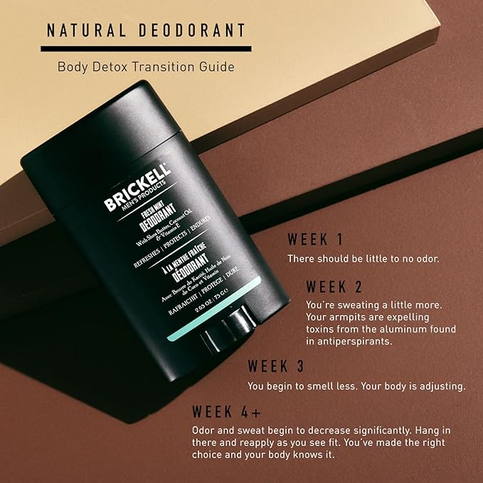 Brickell Men's Products Natural Deodorant For Men, Natural and Organic, Aluminum, Alcohol, and Baking Soda Free, 2.65 Ounce, Fresh Mint