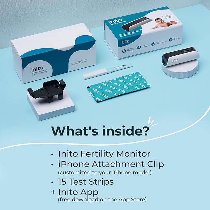 Inito Fertility Monitor & Hormone Tracker for Women | Estrogen, LH, PdG (Urine Metabolite of progesterone), FSH | Track and Confirm Ovulation | Includes 15 Test Strips (iPhone X/Xs / 11 Pro)