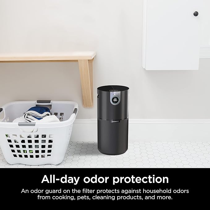 Shark AP1000 Clean Sense Air Purifier MAX, Allergies, HEPA Filter, 1100 Sq Ft, XL Room, Living Room, Whole Home, Captures 99.98% of Particles, Pollutants, Dust, Smoke, Allergens & Smells, Grey