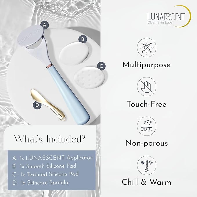 Serum Applicator for Face Lilac Pink Reusable Skincare Applicator Serums, Oils, Medicated Ointments, Sunscreen, Makeup, Face Cream Applicator, Cooling & Warming Face Massager Tool by LUNAESCENT