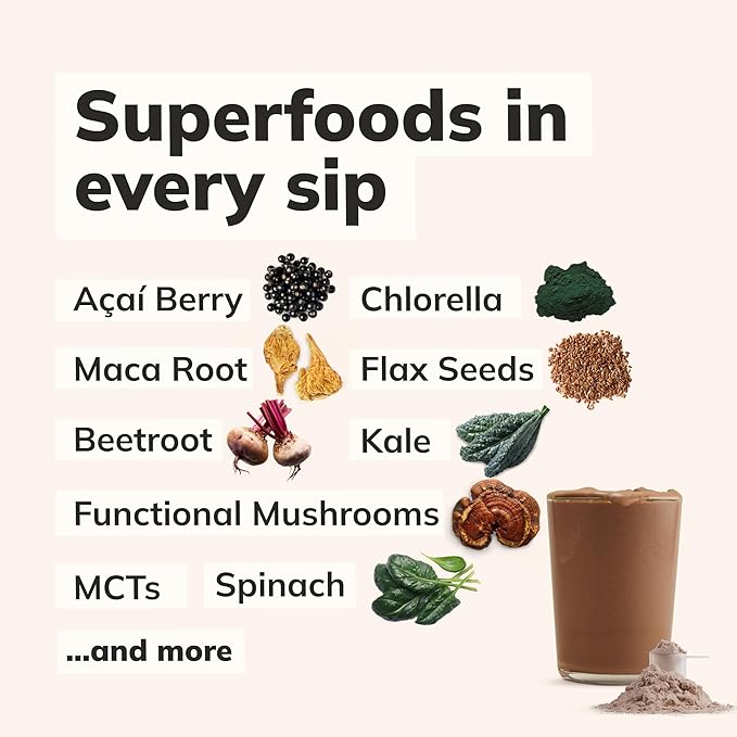 Ka’Chava All-In-One Nutrition Shake Blend, Chocolate, 15 Servings, 85+ Superfoods & Nutrients, Meal Replacement, Greens Plant-Based Superfood Powder Protein Drink, Digestive Enzymes & Probiotics, Vegan Dairy Gluten Free
