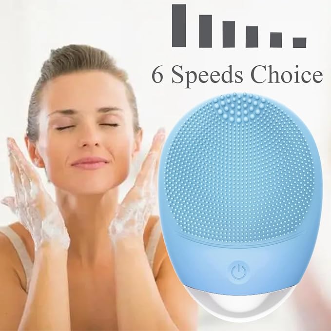 Facial Cleansing Brush, 3-in-1 Electric Soft Silicone Waterproof Face Scrubber, USB Rechargeable IPX7 Waterproof Sonic Vibrating Face Brush for Deep Cleansing, Gentle Exfoliating and Massaging