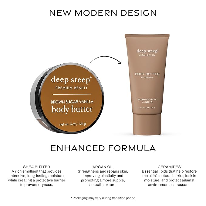 Deep Steep Body Butter with Ceramides for Intense Moisture 6oz (6 Ounces (Pack of 1), Brown Sugar Vanilla)
