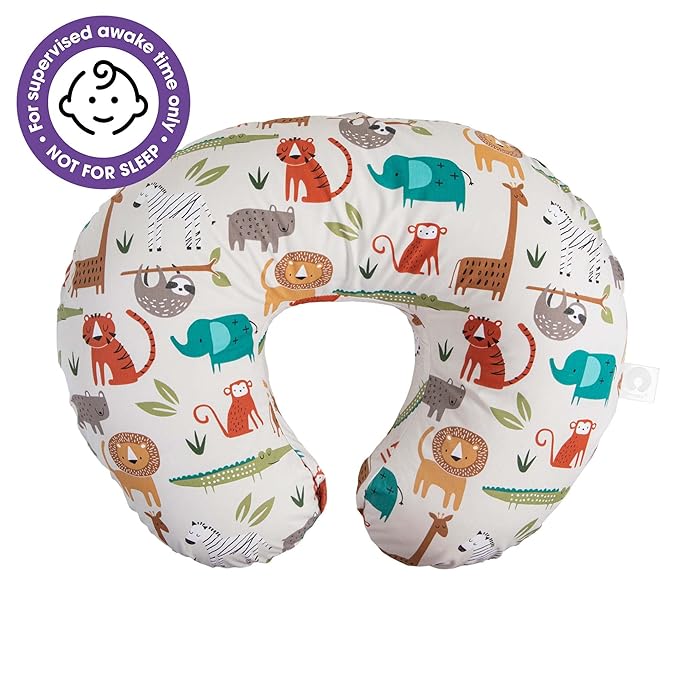 Boppy Original Nursing Pillow, Neutral Jungle Colors, Ergonomic Nursing Essentials for Bottle and Breastfeeding, Firm Fiber Fill, with Removable Pillow Cover, Machine Washable
