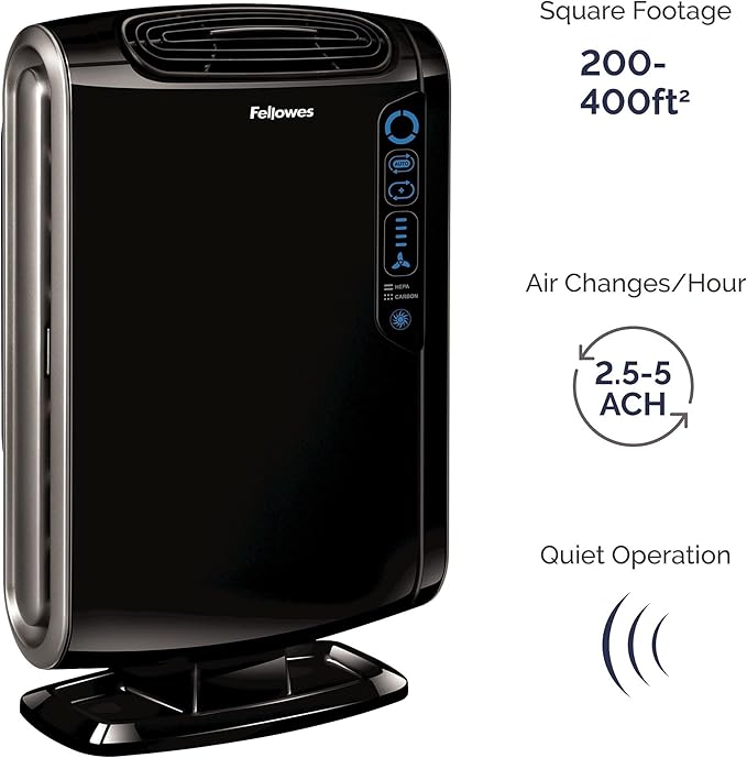 Fellowes AeraMax 190 Air Purifier for Mold, Odors, Dust, Smoke, Allergens and Germs with True HEPA Filter and 4-Stage Purification, Medium-size Room 200-400 sq. ft., Black