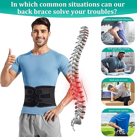 Adjustable Back Brace for Lower Back Pain & Sciatica Relief - Unisex Lumbar Support Belt for Herniated Disc, Posture Correction, Breathable Design for Work, Sports (B92,XX-Large)