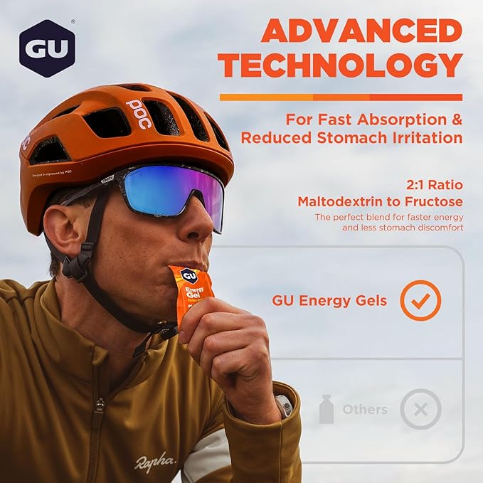 GU Energy Original Sports Nutrition Energy Gel, Vegan, Gluten-Free, Kosher, and Dairy-Free On-the-Go Energy for Any Workout, 24-Count, Mandarin Orange