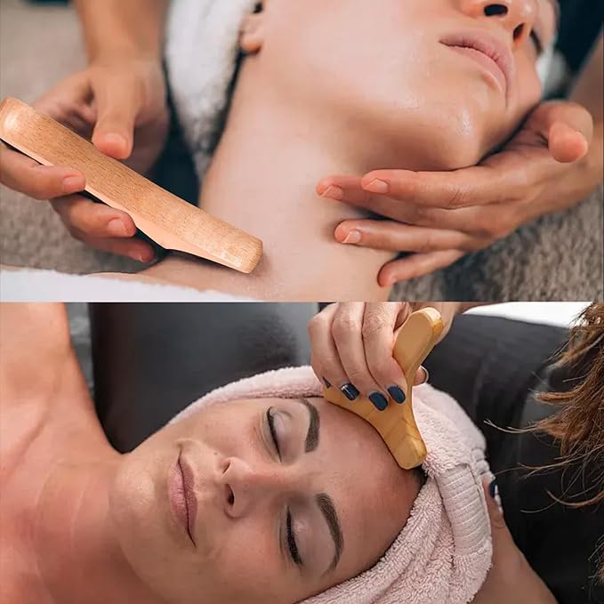 7-in-1 Wooden Facial Massage Tool Set,Face Sculpting Tool Skin Care Facial Muscle Relieving,Sculpt Jawline,Roller Tool Maderoterapia Kit for Relieving Fatigue