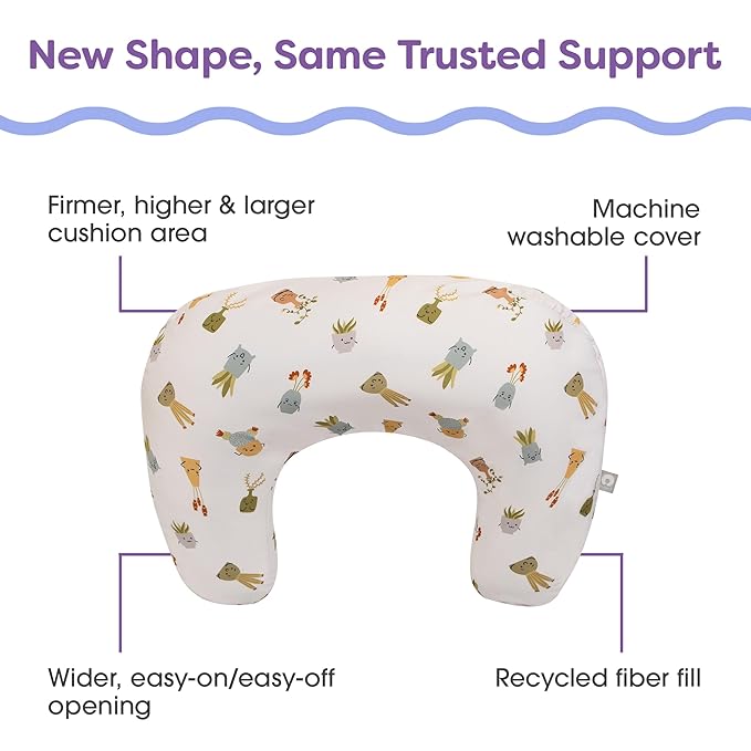 Boppy Nursing Pillow, Tan Happy Houseplants, Larger, More Supportive Pillow for Breastfeeding and Bottle Feeding; Firmer Fill, Higher Lift, Larger Area Than Original Nursing Pillow; JPMA Certified