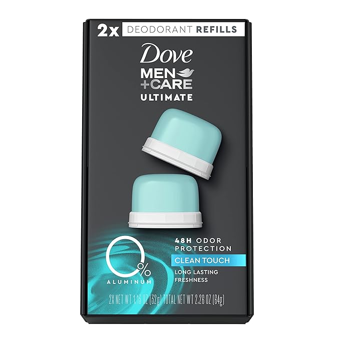 Dove Men+Care Deodorant Refill 0 percent Aluminum Clean Touch Aluminum Free Deodorant 1.13 Ounce (Pack of 2)