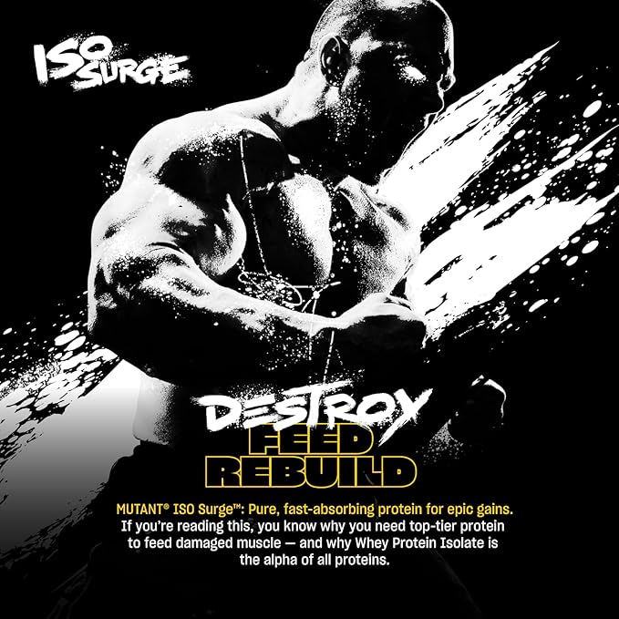 Mutant ISO Surge Whey Protein Isolate Powder Acts Fast to Help Recover, Build Muscle, Bulk and Strength, 5 lb - Strawberry Milkshake
