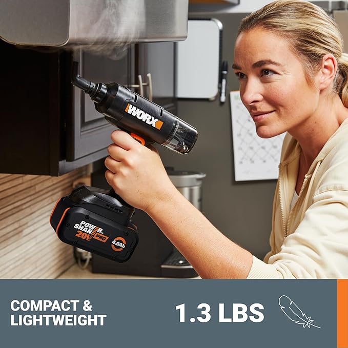 Worx 20V SteamStorm Cordless Handheld Steam Cleaner w/Accessories, Steamer for Cleaning 220°F 8-Second Preheat, Lightweight Portable Steamer for Home Car – Tool Only