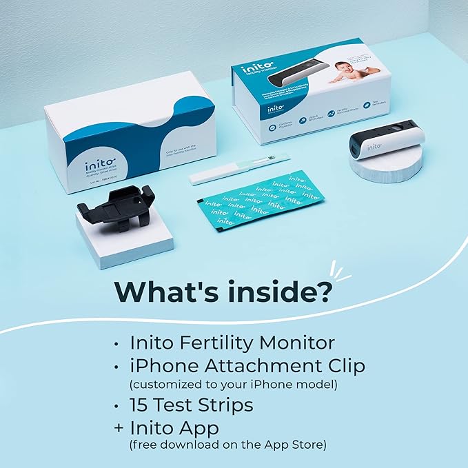 Inito Fertility Monitor & Hormone Tracker for Women | Estrogen, LH, PdG (Urine Metabolite of progesterone), FSH | Track and Confirm Ovulation | Includes 15 Test Strips (iPhone 15 Plus)