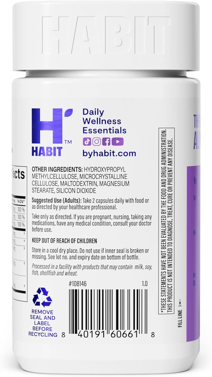 Habit Libido Supplement (60 Capsules) - New Look, Natural Aphrodisiac Blend with Maca, Ashwagandha L-Arginine, Supports Energy and Performance, Vegan, Non-GMO (1 Pack)
