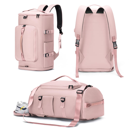 MIYCOO Gym Bag for Women and Men Sports Duffle Bag Travel Backpack Weekender Overnight Bag with Shoes Compartment and Wet Pocket Pink