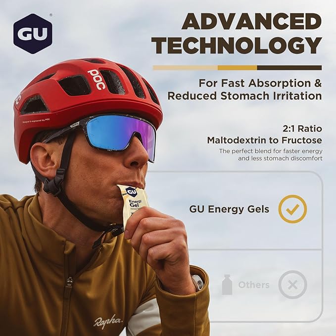 GU Energy Original Sports Nutrition Energy Gel, Vegan, Gluten-Free, Kosher, and Dairy-Free On-the-Go Energy for Any Workout, 24-Count, Vanilla Bean