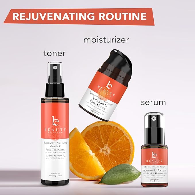 Beauty by Earth Vitamin C Face Cream, Serum and Toner - USA Made with Organic & Natural Ingredients
