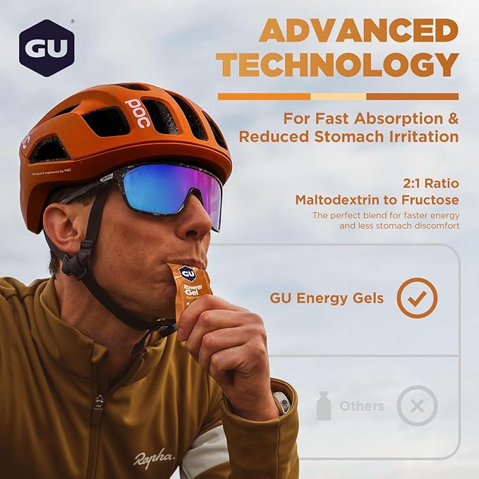GU Energy Original Sports Nutrition Energy Gel, Vegan, Gluten-Free, Kosher, and Dairy-Free On-the-Go Energy for Any Workout, 24-Count, Salted Caramel