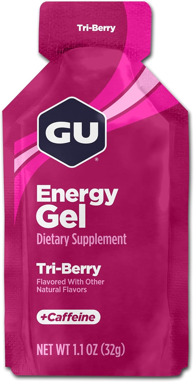 GU Energy Original Sports Nutrition Energy Gel, Vegan, Gluten-Free, Kosher, and Dairy-Free On-the-Go Energy for Any Workout, 24-Count, Tri-Berry