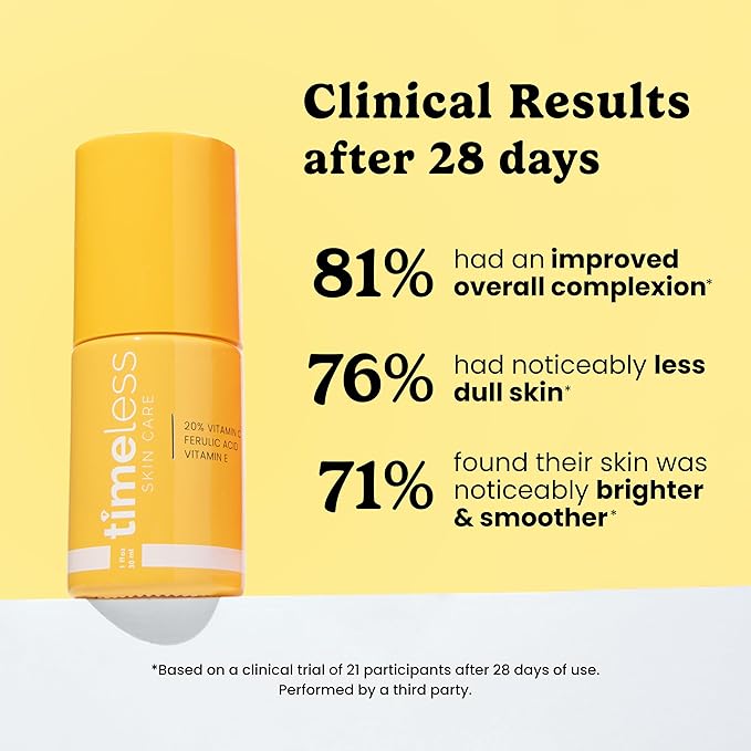 Timeless Skin Care Vitamin C Serum with Vitamin E & Ferulic Acid - Serum - for Oily & Dry Skin - Fragrance-Free - 1 Fl oz