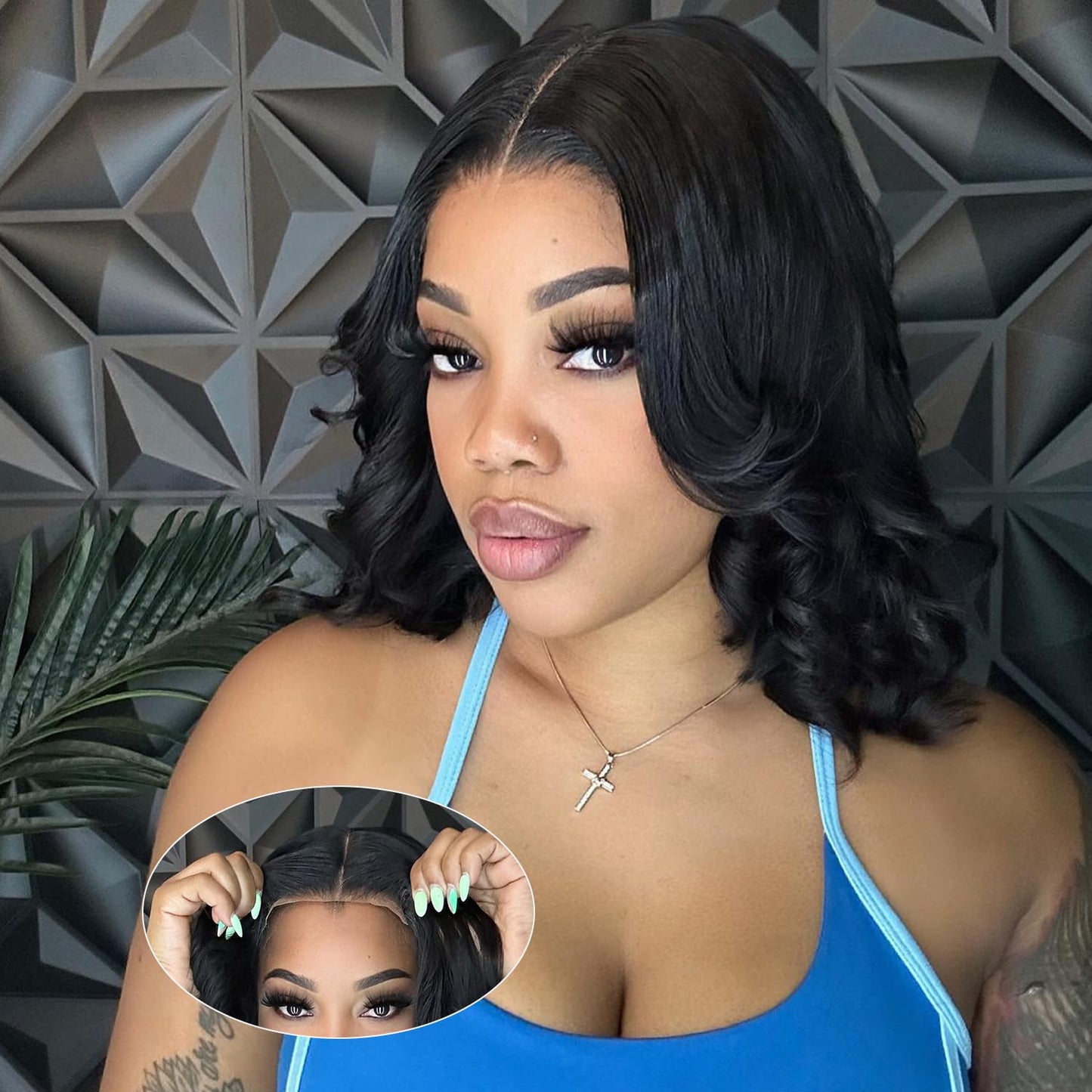 Bob Wig Human Hair Wear and Go Glueless Wigs Human Hair Pre Plucked Pre Cut 4x4 Transparent Lace Closure Bob Wigs Human Hair for Women Short Bob Wigs Human Hair 8inch