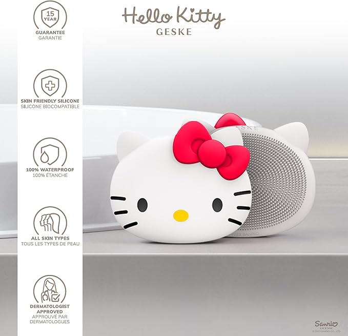 x Hello Kitty SmartAppGuided Facial Brush | 3 in 1 | Skin Cleansing Silicone | Routine Skincare | Gentle Cleansing | Facial Cleanser