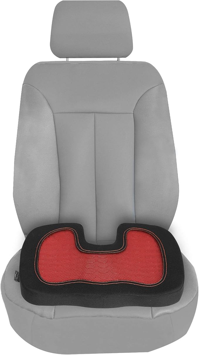 FH Group Universal Fit Memory Foam Seat Cushion for Anywhere - Tailbone Cushion - Coccyx Cushion for Car, Work, and Home Red